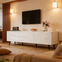 Lowboard para TV, adequado para televisores até cerca de 80 polegadas, com design 3D estampado, 180x40x48 cm, Branco(m-4)
