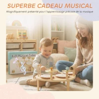AIYAPLAY Jeux de Tambours pour Bébé, Tambour bébé avec Xylophone pour Tout-Petits, Instruments de Musique en Bois, Naturel(m-8)