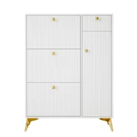 Armadio scarpiera con 3 ante a ribalta salvaspazio dal design moderno, 90x25x121 cm, Bianco(m-2)