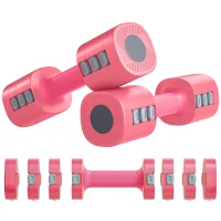 SPORTNOW Hantelset, verstellbares Gewicht, quadratische Form, vielseitig, Metallkern, Rot(m-11)