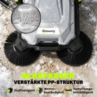 Outsunny ehrmaschine manuell mit 68 cm Kehrbreite, 24 L Schmutzbehälter, Höhenverstellbar klappbar Griff 3-Bürsten-Kehrsystem(m-6)