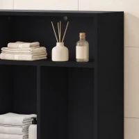 HOMCOM Mueble de Baño Estrecho con Cajones Compartimentos Abiertos Negro(m-9)