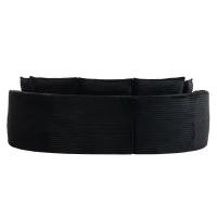 Bogesofa imbottito con portabicchieri su entrambi i lati, cuscini e tasca laterale, 250x152x82 cm, Nero(m-9)