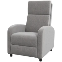 HOMCOM Relaxstoel TV-stoel, uitklapbare voetensteun, kantelbaar tot 160°, 64 x 86 x 102 cm, Grijs(m-10)