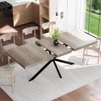 Tavolo da pranzo allungabile per 4-6 persone con spazio a scomparsa ed estensione scorrevole, 160x80x76 cm, Grigio(m-4)