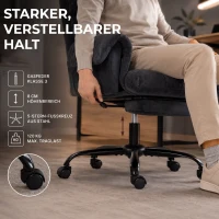 HOMCOM Bürostuhl mit verstellbarer Rückenlehne, rollbarer Polsterstuhl, Polstersessel, höhenverstellbar, Stahl, Dunkelgrau(m-7)