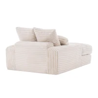 Chaise longue in velluto a coste con 4 cuscini rimovibili e schiuma memory ad alta densità, 165x135x58 cm, Beige(m-8)