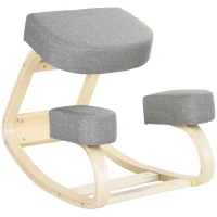 Vinsetto Ergonomische Kniestoel met Comfortabel Schommelkussen van Stof en Hout in Grijs(m-11)