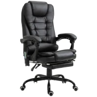Vinsetto Silla de Oficina con 7 Puntos de Masaje con Reposapiés Retráctil Altura Ajustable Control Remoto y Tejido de PU Negro(m-1)