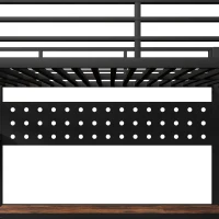 Letto matrimoniale a soppalco con mensola e 3 cassetti, 251x146x170 cm, Nero(m-12)