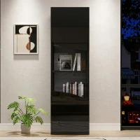 Vitrine para sala de estar, design estreito e alto com amplo espaço de arrumação, 35x50x165 cm, Preto(m-5)