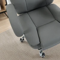 HOMCOM Cadeira de Escritório Ergonômica, Poltrona Reclinável em Couro Sintético Compatível com Animais, Altura Regulável, Cinza(m-8)