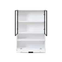 Vitrine LED moderna, iluminação LED RGB, compartimento abatível prático e prateleiras ajustáveis, 80x35x120 cm, Branco(m-5)