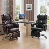 XXL Cadeira de escritório ergonómica, função de massagem e aquecimento, apoio de pés extensível e encosto regulável, 85,5x76,5x121,5 cm, Preto(m-7)
