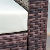 Outsunny 5pcs Rattan L-Shaped Corner Couch Sofas with Coffee Table Adjustable Feet Water-resistant Polyester Cloth Brown(m-7)
