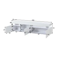 Mobile TV basso e moderno a LED, adatto per TV fino a 80 pollici, 180x35x45 cm, Bianco(m-3)
