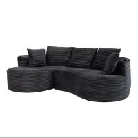 Bogesofa imbottito con portabicchieri su entrambi i lati, cuscini e tasca laterale, 250x152x82 cm, grigio scuro(m-6)