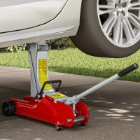 HOMCOM Wagenheber, 8-38 cm Höhe, 2,5 Tonnen Tragfähigkeit, Stahl, rollbar, Rot(m-10)