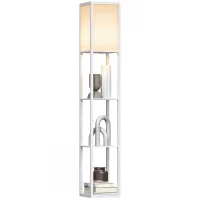 HOMCOM vloerlamp verlichting met 3 planken E27 tot 40 W E1-kwaliteit MDF wit(m-11)