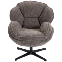 HOMCOM Moderner Wingback-Sessel, Samt-Armlehnsessel mit Vier-Sterne-Basis, S-Federn, 360° Drehfunktion, Grau