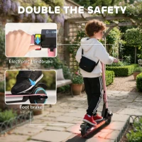 SPORTNOW Folding Electric Scooter for Kids, with Dual Brakes, Front Suspension, LED Colourful Lights, Pink(m-9)