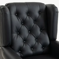HOMCOM Sillón para Dormitorio en Piel PU con Asiento Amplio Reposabrazos y Patas de Madera de Eucalipto Negro(m-6)
