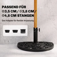 Outsunny Halfronde Parasolvoet, 9 kg, Bloemendesign, HDPE/Cement, voor Parasolstokken Ø35/38/48 mm(m-4)