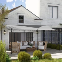 Outsunny 3 x 5 m pergola, flexibel tuindak met waterdicht zeil en metalen frame, schaduwgever, Donkergrijs(m-8)