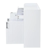 Aparador com muito espaço de arrumação, 3 gavetas e 3 portas com prateleiras ajustáveis, frente das portas com riscas, 120x35x80 cm, Branco(m-7)
