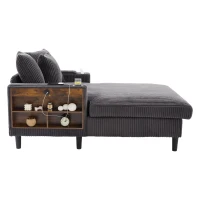 Divano letto con portabicchieri su entrambi i lati e bracciolo pieghevole, 129x170x70 cm, grigio scuro(m-8)