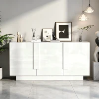 Madia per soggiorno minimal e moderna a 3 ante, 35x160x60 cm, Bianco(m-4)
