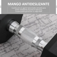 HOMCOM Mancuerna Hexagonal 12,5 kg de Hierro Fundido Recubierta de Goma para Entrenamiento en Casa Gimnasio Negro(m-5)