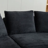 Bogesofa imbottito con portabicchieri su entrambi i lati, cuscini e tasca laterale, 250x152x82 cm, Nero(m-10)