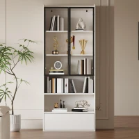 Vitrine alta, iluminação LED controlada por app, 6 prateleiras, 80x34x180 cm, Branco(m-4)