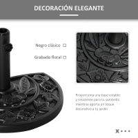 Outsunny Base para Sombrilla Semicircular Peso 9 kg Soporte Parasol de Jardín Apto para Mástil de 35mm/38mm/48mm Relleno de Cemento para Terraza Patio 50x32x32 cm Negro(m-4)