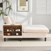 Divano letto con portabicchieri su entrambi i lati e bracciolo pieghevole, 129x170x70 cm, Beige(m-5)