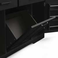 Ilha de cozinha móvel com tampo rebatível, rodízios com travão 360°, para 2–4 pessoas, 120x70x87 cm, Preto(m-11)