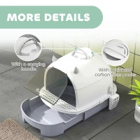 PawHut Enclosed Cat Litter Box w/ Pull-Out Drawer, Scoop, Deodorising Bags for Odour Control, Privacy, Portable, Easy to Clean(m-7)