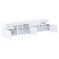 Mobile TV basso e moderno a LED, adatto per TV fino a 80 pollici, 180x35x45 cm, Bianco(m-5)