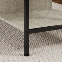 HOMCOM Mesa de centro elevável e extensível, mesa de sala com compartimento escondido prateleiras abertas, 98x49x55cm, cinza(m-8)