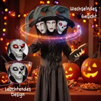 HOMCOM 180 cm Halloween Animierte Hexe Dekoration Lebensgroß mit leuchtenden Augen, Gruseliger Sound, Berührungsaktivierung(m-6)