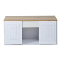Mesa de centro elevável para sala de estar, duas portas de armário e cantos grandes e arredondados, 46x95x45 cm, Branco