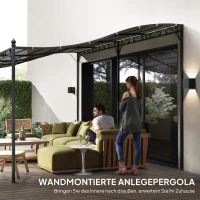 Outsunny 3 x 5 m pergola, flexibel tuindak met waterdicht zeil en metalen frame, schaduwgever, Donkergrijs(m-6)