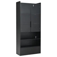 Vitrine alta, iluminação LED controlada por app, 6 prateleiras, 80x34x180 cm, Preto(m-1)