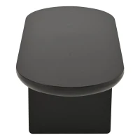 Table basse moderne minimaliste avec plateau ovale, deux pieds carrés avec patins en feutre antidérapants, 119,7x49,8x35,5 cm, Noir(m-7)