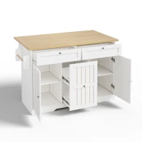 Ilha de cozinha móvel com tampo rebatível, gavetas verticais de 2 níveis, rodízios bloqueáveis 360°, 120x70x92 cm, Branco(m-7)