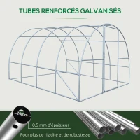 Outsunny Serre de Jardin Tunnel 12 m² 4L x 3l x 2H m Acier galvanisé renforcé + PE Haute densité fenêtres Porte Vert(m-7)