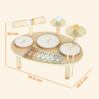 AIYAPLAY Jeux de Tambours pour Bébé, Tambour bébé avec Xylophone pour Tout-Petits, Instruments de Musique en Bois, Naturel(m-3)
