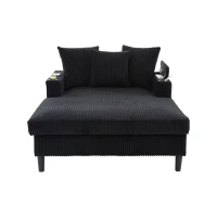 Divano letto con portabicchieri su entrambi i lati e bracciolo pieghevole, 129x170x70 cm, Nero(m-7)