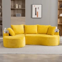 Bogesofa imbottito con portabicchieri su entrambi i lati, cuscini e tasca laterale, 250x152x82 cm, Giallo(m-4)
